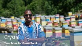  Presentation with honey - Cool new theme with african-beekeeper-local-black-honey backdrop and a teal colored foreground