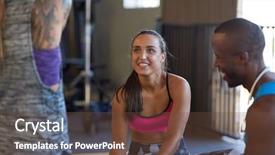  Presentation with exercise class - Presentation theme featuring african beginning - fit healthy lifestyle concept friends background and a tawny brown colored foreground