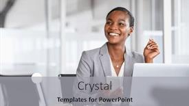  Presentation with entrepreneur - Presentation featuring african-black-business-woman-using background and a light gray colored foreground