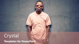  Presentation with overworked - Presentation design enhanced with african black man wearing sunglasses with sleepy expression being overworked and tired background and a coral colored foreground
