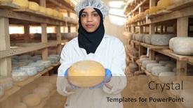  Presentation with black business - Presentation theme featuring african-black-muslim-business-woman background and a coral colored foreground