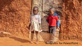 Presentation with hut - Slide set with african-boy-and-a-girl background and a gold colored foreground