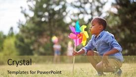  Presentation with african children - Presentation design enhanced with african boy blows at his background and a yellow colored foreground