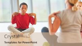  Presentation with physical education - PPT theme having african-boy-is-doing background and a lemonade colored foreground