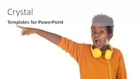  Presentation with yellow music - Audience pleasing PPT theme consisting of african-boy-listening-music backdrop and a white colored foreground