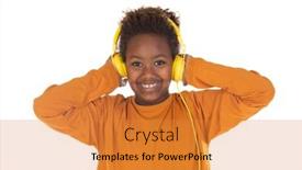 Presentation with yellow music - Slide set featuring african-boy-listening-music background and a gold colored foreground