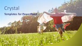  Presentation with african cloth - Beautiful presentation theme featuring african-boy-runs-with-blowing backdrop and a sky blue colored foreground