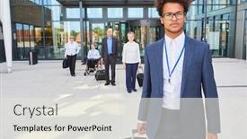  Presentation with inclusion - Theme featuring african-business-man-and-colleagues background and a light gray colored foreground