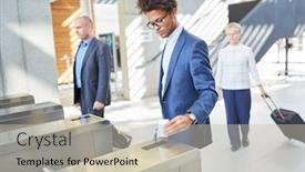  Presentation with security gate - Cool new presentation with african-business-man-at-office backdrop and a mint green colored foreground