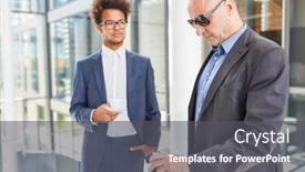  Presentation with blind - Cool new presentation theme with african-business-man-talks backdrop and a dark gray colored foreground