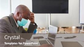  Presentation with mask - Slide set featuring african-business-man-wearing-mask background and a gray colored foreground