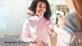  Presentation with discrimination - Beautiful slide set featuring african-business-woman-argues-over backdrop and a lemonade colored foreground