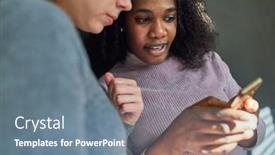  Presentation with text message - Amazing presentation design having african-business-woman-with-colleague backdrop and a seafoam green colored foreground