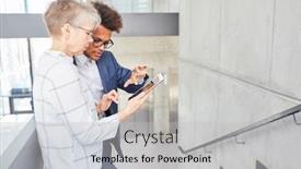  Presentation with research - Presentation theme consisting of african-businessman-and-colleague-doing background and a light gray colored foreground