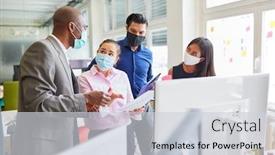  Presentation with consulting - Beautiful presentation design featuring african-businessman-as-a-consultant backdrop and a light gray colored foreground