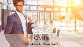  Presentation with entrepreneur - Audience pleasing PPT theme consisting of african-businessman-as-a-start backdrop and a lemonade colored foreground