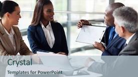  Presentation with sales figures - Cool new PPT layouts with african businessman explaining sales graph backdrop and a lemonade colored foreground