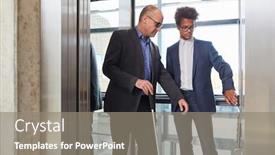  Presentation with blind - Colorful presentation theme enhanced with african-businessman-helps-blind-man backdrop and a gray colored foreground