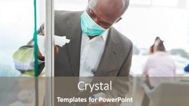  Presentation with corona virus - Presentation consisting of african-businessman-in-the-office background and a gray colored foreground