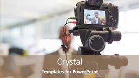  Presentation with interview - Slide deck having african-businessman-recording-video background and a coral colored foreground