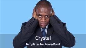  Presentation with ears - Colorful theme enhanced with african businessman with hands covering his ears backdrop and a wine colored foreground