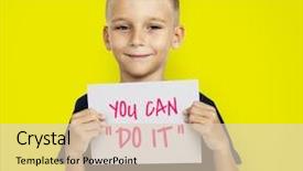  Presentation with hand shake telephone - PPT theme having african businessman's hand shaking background and a lemonade colored foreground