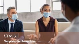  Presentation with face mask - Audience pleasing theme consisting of african-businesswoman-wearing-face-mask backdrop and a tawny brown colored foreground