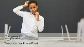  Presentation with head - Slides having african-child-as-a-student background and a light gray colored foreground