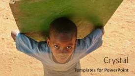  Presentation with foster care child - PPT layouts consisting of african-child-carry background and a coral colored foreground
