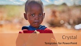  Presentation with child eat - Beautiful presentation design featuring african-child-eating-biscuits backdrop and a coral colored foreground