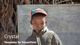  Presentation with village - Slide set having african-child-from-a-village background and a  colored foreground