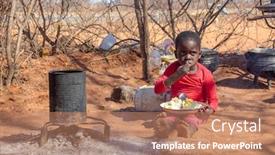  Presentation with kalahari - Colorful presentation design enhanced with african-child-in-a-village backdrop and a coral colored foreground