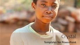  Presentation with village - Slide deck consisting of african-child-in-a-village background and a coral colored foreground