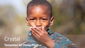  Presentation with african sunset - Presentation design with african-child-portrait-at-sunset background and a coral colored foreground