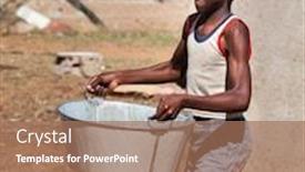  Presentation with container hous - Slides having african-child-portrait background and a coral colored foreground