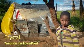  Presentation with look - Cool new presentation theme with african-child-with-a-tough backdrop and a tawny brown colored foreground