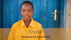  Presentation with blue and yellow music - Beautiful slide set featuring african-child-with-yellow-shirt backdrop and a gold colored foreground