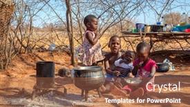  Presentation with african children - Cool new presentation design with african-children-in-a-village backdrop and a red colored foreground