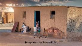  Presentation with african sunset - Presentation design consisting of african-children-in-front background and a coral colored foreground