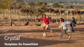  Presentation with african children - Presentation enhanced with african-children-playing-soccer background and a tawny brown colored foreground