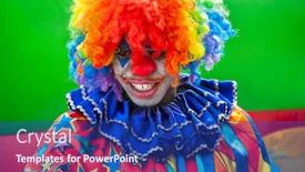  Presentation with clown - PPT theme consisting of african-clown-in-a-costume background and a navy blue colored foreground