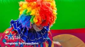  Presentation with clown - Beautiful PPT layouts featuring african-clown-in-a-costume backdrop and a navy blue colored foreground