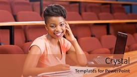  Presentation with college - PPT theme with african college student in lecture background and a coral colored foreground