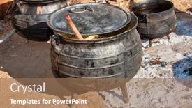  Presentation with few of them placed inside - Slide set featuring african-cooking-in-few background and a coral colored foreground