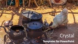  Presentation with cooking - PPT theme having african-cooking-in-few background and a tawny brown colored foreground