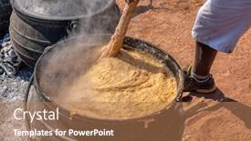  Presentation with cooking - Theme having african-cooking-outdoors-huge-pot background and a coral colored foreground