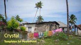  Presentation with african tribe - Slide deck featuring african country house background and a tawny brown colored foreground