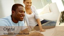  Presentation with african american black couple - Colorful presentation enhanced with african couple networking at home backdrop and a coral colored foreground