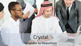  Presentation with blue and orange business people - Audience pleasing PPT theme consisting of african culture - arabic people having a business backdrop and a light blue colored foreground