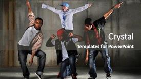  Presentation with hip hop dancing - Presentation theme with african dance - hip hop men dancing background and a dark gray colored foreground